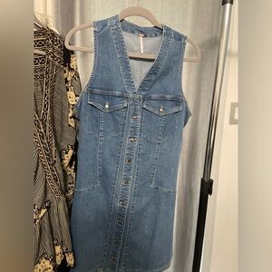 Denim Sleeveless Button-Down Dress free people